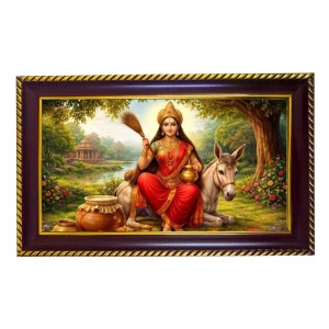Mata Shailputri Photo Frame 10x6 Inch | Glossy Maroon Polystyrene Frame | Divine Wall & Table Decor | Temple Decoration & Gift Item (Pack Of 1) (F20707)