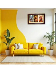 Shiva-Durga-Hanuman Photo Frame 12x8 Inch | Glossy Maroon Polystyrene Frame | Divine Wall & Table Decor | Temple Decoration & Gift Item (Pack Of 1) (F20855)