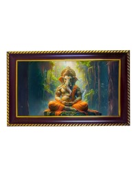 Lord Ganesh Photo Frame 10x6 Inch | Glossy Maroon Polystyrene Frame | Divine Wall & Table Decor | Temple Decoration & Gift Item (Pack Of 1) (F20574)