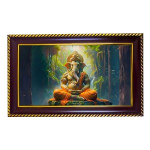 Lord Ganesh Photo Frame 10x6 Inch | Glossy Maroon Polystyrene Frame | Divine Wall & Table Decor | Temple Decoration & Gift Item (Pack Of 1) (F20574)