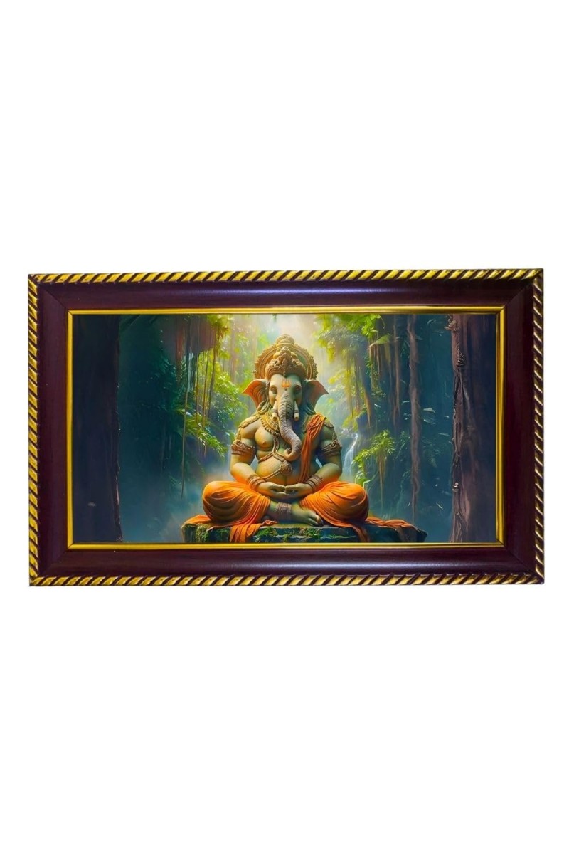 Lord Ganesh Photo Frame 10x6 Inch | Glossy Maroon Polystyrene Frame | Divine Wall & Table Decor | Temple Decoration & Gift Item (Pack Of 1) (F20574)