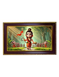 Lord Hanuman Photo Frame 8x4 Inch | Glossy Maroon Polystyrene Frame | Divine Wall & Table Decor | Temple Decoration & Gift Item (Pack Of 1) (F20600)