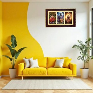 Ram-Krishna-Narshima Photo Frame 8x4 Inch | Glossy Maroon Polystyrene Frame | Divine Wall & Table Decor | Temple Decoration & Gift Item (Pack Of 1) (F21480)