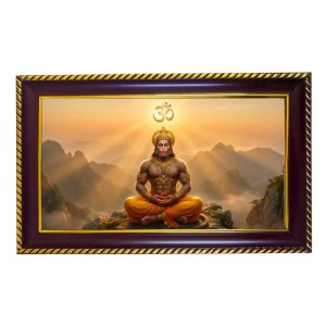 Lord Hanuman Photo Frame 10x6 Inch | Glossy Maroon Polystyrene Frame | Divine Wall & Table Decor | Temple Decoration & Gift Item (Pack Of 1) (F20311)