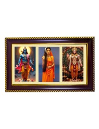 Ram-Sita-Hnuman Photo Frame 8x4 Inch | Glossy Maroon Polystyrene Frame | Divine Wall & Table Decor | Temple Decoration & Gift Item (Pack Of 1) (F21352)