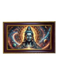 Lord Shiva Photo Frame 14x10 Inch | Glossy Maroon Polystyrene Frame | Divine Wall & Table Decor | Temple Decoration & Gift Item (Pack Of 1) (F20705)