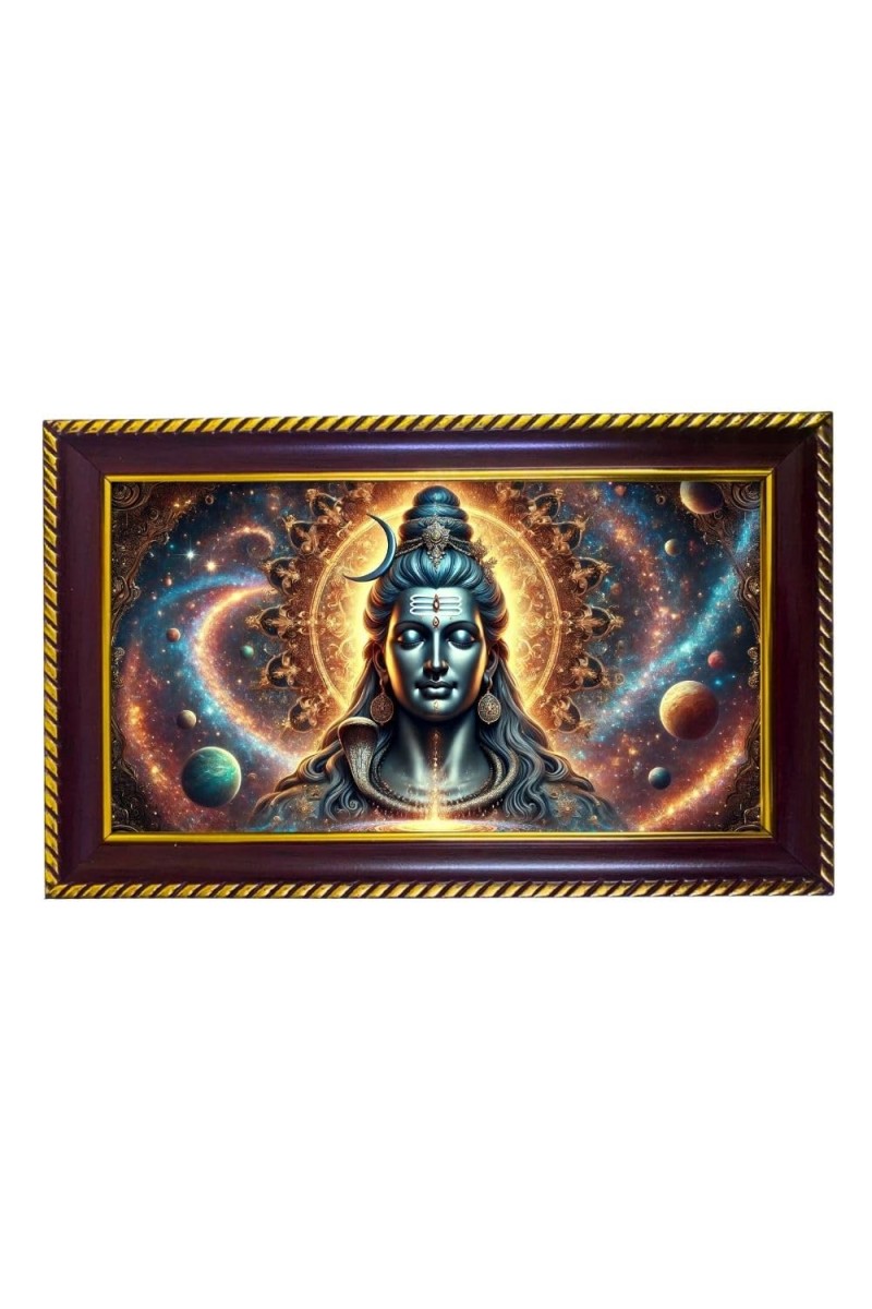 Lord Shiva Photo Frame 14x10 Inch | Glossy Maroon Polystyrene Frame | Divine Wall & Table Decor | Temple Decoration & Gift Item (Pack Of 1) (F20705)