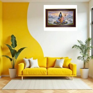 Lord Shiva Photo Frame 14x10 Inch | Glossy Maroon Polystyrene Frame | Divine Wall & Table Decor | Temple Decoration & Gift Item (Pack Of 1) (F20571)