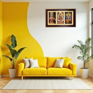 Aayppa-Shiva-Vishnu Photo Frame 8x4 Inch | Glossy Maroon Polystyrene Frame | Divine Wall & Table Decor | Temple Decoration & Gift Item (Pack Of 1) (F21469)