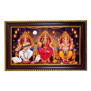 Goddess Lakshmi, Goddess Saraswati, And Lord Ganesha Photo Frame 10x6 Inch | Glossy Maroon Polystyrene Frame | Divine Wall & Table Decor | Temple Decoration & Gift Item (Pack Of 1) (F20492) Goddess Lakshmi, Goddess Saraswati, And Lord Ganesha Photo Frame 10x6 Inch | Glossy Maroon Polystyrene Frame | Divine Wall & Table Decor | Temple Decoration & Gift Item (Pack Of 1) (F20492)