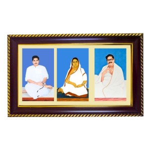 Sri Thakur Anukul Chandra, Baroma, And Barda. Photo Frame 8x4 Inch | Glossy Maroon Polystyrene Frame | Divine Wall & Table Decor | Temple Decoration & Gift Item (Pack Of 1) (F21252)