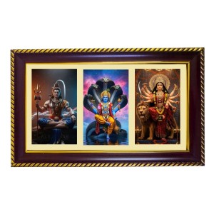 Shiva-Vishnu-Durga Photo Frame 14x10 Inch | Glossy Maroon Polystyrene Frame | Divine Wall & Table Decor | Temple Decoration & Gift Item (Pack Of 1) (F21349) Shiva-Vishnu-Durga Photo Frame 14x10 Inch | Glossy Maroon Polystyrene Frame | Divine Wall & Table Decor | Temple Decoration & Gift Item (Pack Of 1) (F21349)