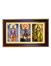 Shiva-Vishnu Durga Photo Frame 14x10 Inch | Glossy Maroon Polystyrene Frame | Divine Wall & Table Decor | Temple Decoration & Gift Item (Pack Of 1) (F21134)