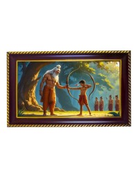 ArjunaÃ¢â‚¬â„¢s Archery Teaches Photo Frame 8x4 Inch | Glossy Maroon Polystyrene Frame | Divine Wall & Table Decor | Temple Decoration & Gift Item (Pack Of 1) (F20240)