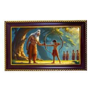 ArjunaÃ¢â‚¬â„¢s Archery Teaches Photo Frame 8x4 Inch | Glossy Maroon Polystyrene Frame | Divine Wall & Table Decor | Temple Decoration & Gift Item (Pack Of 1) (F20240)