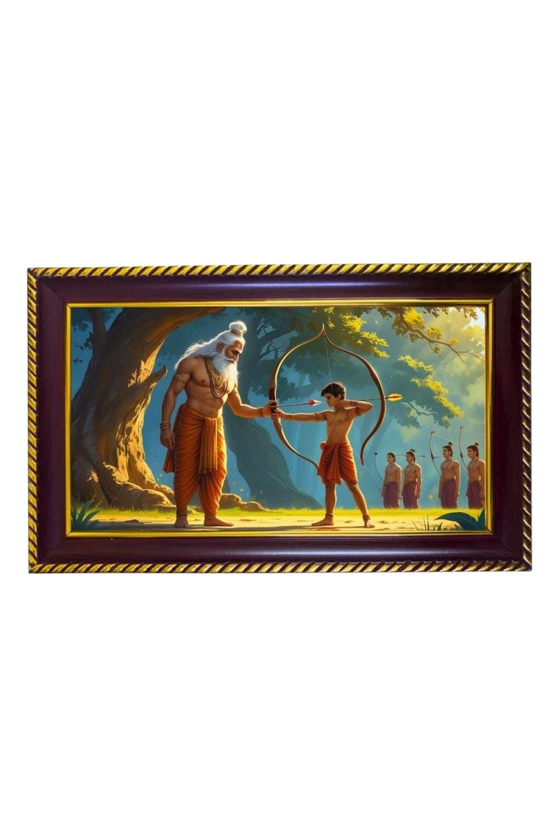 ArjunaÃ¢â‚¬â„¢s Archery Teaches Photo Frame 8x4 Inch | Glossy Maroon Polystyrene Frame | Divine Wall & Table Decor | Temple Decoration & Gift Item (Pack Of 1) (F20240)