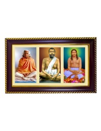 Swami Vivekananda, Ramkrishna Paramahansa, And Sarada Maa Photo Frame 14x10 Inch | Glossy Maroon Polystyrene Frame | Divine Wall & Table Decor | Temple Decoration & Gift Item (Pack Of 1) (F21486)