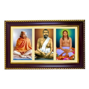 Swami Vivekananda, Ramkrishna Paramahansa, And Sarada Maa Photo Frame 14x10 Inch | Glossy Maroon Polystyrene Frame | Divine Wall & Table Decor | Temple Decoration & Gift Item (Pack Of 1) (F21486)