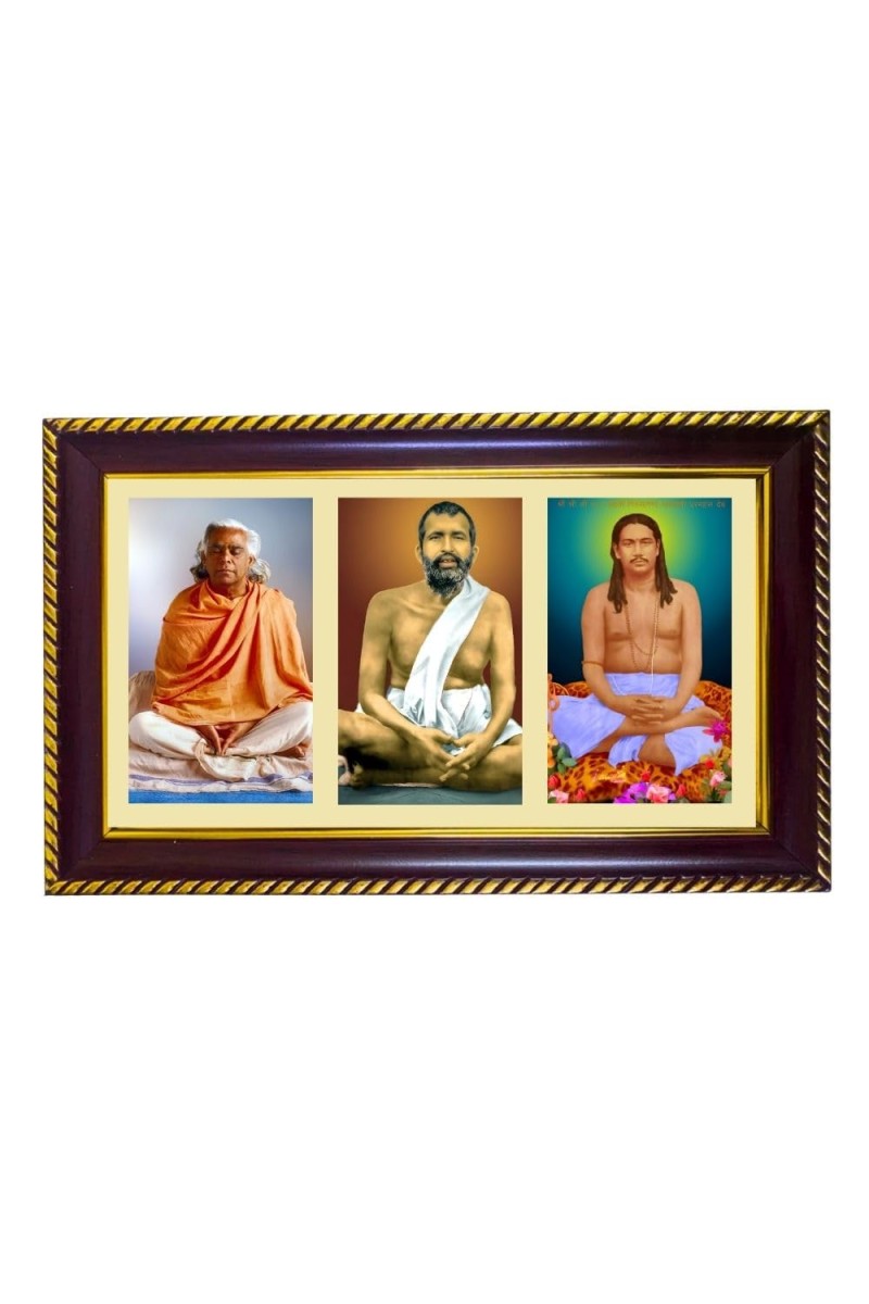 Swami Vivekananda, Ramkrishna Paramahansa, And Sarada Maa Photo Frame 14x10 Inch | Glossy Maroon Polystyrene Frame | Divine Wall & Table Decor | Temple Decoration & Gift Item (Pack Of 1) (F21486)