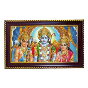 Lord Ram Laxman Sita Photo Frame 10x6 Inch | Glossy Maroon Polystyrene Frame | Divine Wall & Table Decor | Temple Decoration & Gift Item (Pack Of 1) (F20177)