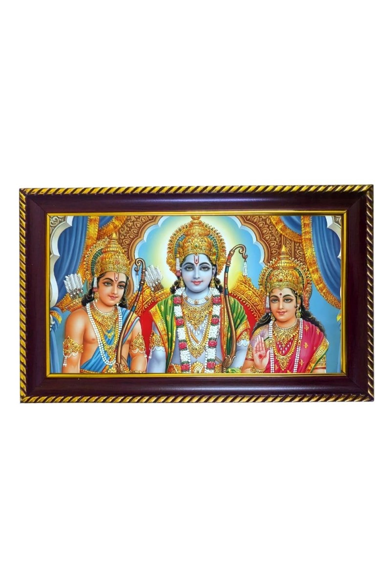 Lord Ram Laxman Sita Photo Frame 10x6 Inch | Glossy Maroon Polystyrene Frame | Divine Wall & Table Decor | Temple Decoration & Gift Item (Pack Of 1) (F20177)