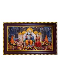 Lord Ram Sita Photo Frame 8x4 Inch | Glossy Maroon Polystyrene Frame | Divine Wall & Table Decor | Temple Decoration & Gift Item (Pack Of 1) (F20129)
