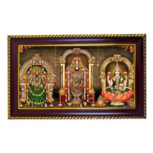 Lord Tirupati Balaji Photo Frame 10x6 Inch | Glossy Maroon Polystyrene Frame | Divine Wall & Table Decor | Temple Decoration & Gift Item (Pack Of 1) (F20468)