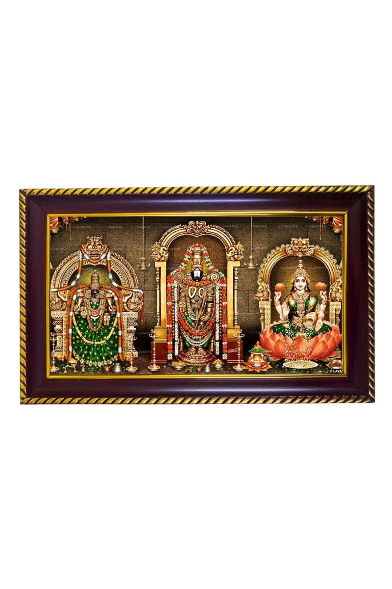 Lord Tirupati Balaji Photo Frame 10x6 Inch | Glossy Maroon Polystyrene Frame | Divine Wall & Table Decor | Temple Decoration & Gift Item (Pack Of 1) (F20468)