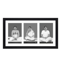 Sri Sri Anukul Thakur, Boroma, and Barada - Three Black and White Photos in One Frame | Spiritual Devotional Wall Art | Photos for puja room, wall and table top