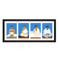 Sri Sri Anukul Thakur, Boroma, Borda and Chhorda four colored Photos in One Frame | Spiritual Devotional Wall Art | Photos for puja room, wall and table top