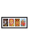 Lord Shiva, Lord Ganesh, Lord Tirupati Balaji and Godess Maa Laxmi four colored Photos in One Frame | Spiritual Devotional Wall Art | Photos for puja room, wall and table top