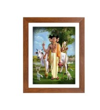 Divine Lord Dattatreya Colored Photo with Cows |Sacred Hindu Wall Art for Home, Temple, Puja room or Meditation Room |High-Quality Religious DÃ©cor |Ideal Spiritual Gift for Devotees