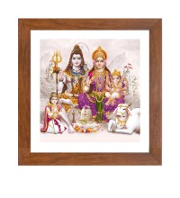 Divine Lord Shiva, Mata Parvati, Ganesh, and Kartikeya Colored Family Photo |High-Quality Hindu Wall Art for Home, Temple, or Meditation Room |Spiritual Gift for Devotees