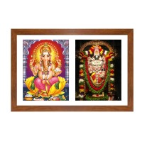 Divine Lord Ganesh and Tirupati Balaji Colored Photo in One Frame |High-Quality Hindu Wall Art | Perfect for Home, Temple, Puja room or Meditation Room | Spiritual Gift for Devotees