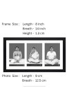 Sri Sri Anukul Thakur, Boroma, and Barada - Three Black and White Photos in One Frame | Spiritual Devotional Wall Art | Photos for puja room, wall and table top