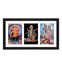 Sri Sri Biswakarma, Maa Kali, Prabhu Ram, Mata Sita and Bajrangbali three colored Photos in One Frame | Spiritual Devotional Wall Art | Photos for puja room, wall and table top