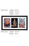 Sri Sri Biswakarma, Maa Kali, Prabhu Ram, Mata Sita and Bajrangbali three colored Photos in One Frame | Spiritual Devotional Wall Art | Photos for puja room, wall and table top