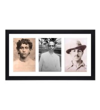 Biplabi Khudiram Bose, Master Da Surya Sen and Sahid Bhagat Singh three black and white Photos in One Frame | Indian Freedom Fighters Wall Art | Photos for wall and table top