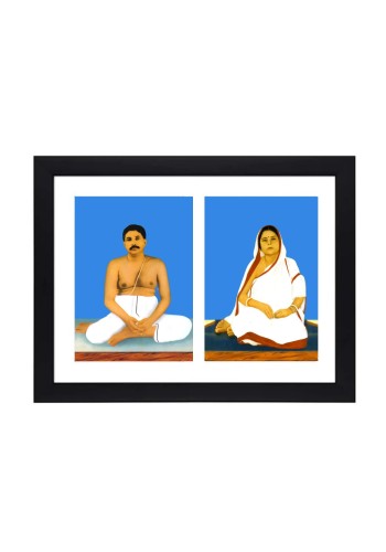 Sri Sri Anukul Thakur and Boroma two colored Photos in One Frame | Spiritual Devotional Wall Art | Photos for puja room, wall and table top