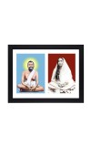 Sri Sri Ramkrishna Dev and Maa Sarada two colored Photos in One Frame | Spiritual Devotional Wall Art | Photos for puja room, wall and table top