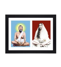 Sri Sri Ramkrishna Dev and Maa Sarada two colored Photos in One Frame | Spiritual Devotional Wall Art | Photos for puja room, wall and table top