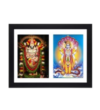 Sri Sri Tirupati Balaji and Sri Sri Lord Vishnu two colored Photos in One Frame | Spiritual Devotional Wall Art | Photos for puja room, wall and table top