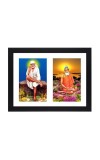 Sri Sri Shirdi Sai Baba and Sri Sri Lokenath Baba two colored Photos in One Frame | Spiritual Devotional Wall Art | Photos for puja room, wall and table top