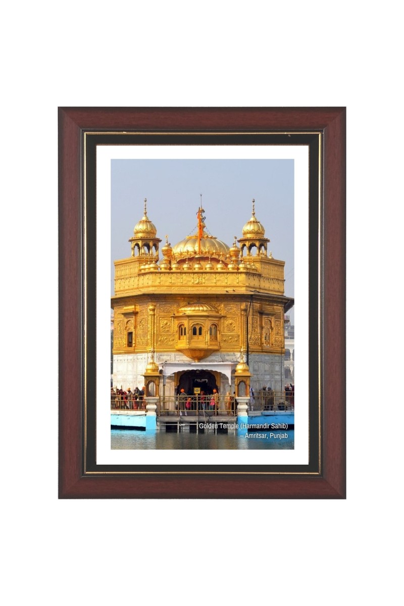 Golden Temple Photo - Brown Color Frame, 10x14 Inch | Premium Quality Print |  Perfect for Home and Office Wall Decoration