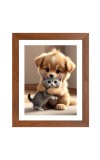 AI Funny AI Funny Cute Dog & Cat  Art Picture for Kids Art Picture for Kids - 10x14 inches, Brown Color - Perfect Wall Decor for Children's Room