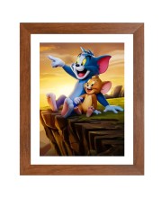 AI Funny AI Funny Tom & Jerry  Art Picture for Kids Art Picture for Kids - 10x14 inches, Brown Color - Perfect Wall Decor for Children's Room