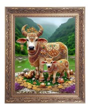 Kamdhenu Cow Big Photo Frame - 10x14 Inches for Home ,Temple &  Office Decoration