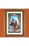 Radha and Krishna Photo Frame  10x14 Inches-Brown Wooden Frame for Home , Office & Temple Decoration and Gifting