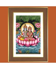 Lakshmi Narayana Photo Frame  10x14 Inches-Brown Wooden Frame for Home , Office & Temple Decoration and Gifting