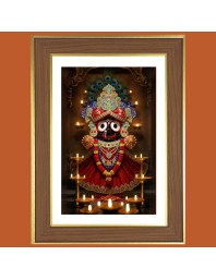 Lord Jagannath  Photo Frame  10x14 Inches-Brown Wooden Frame for Home , Office & Temple Decoration and Gifting